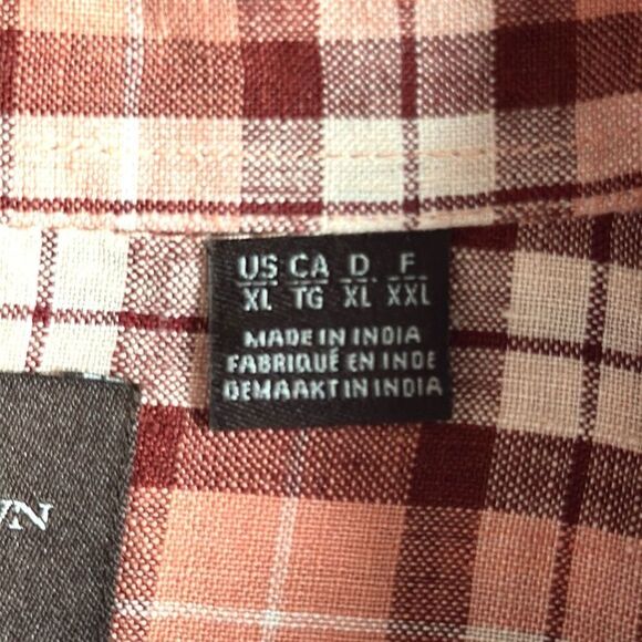 NWT Black Brown 1826 Linen Casual Plaid Button Down Shirt Long Sleeve XL - Picture 11 of 13